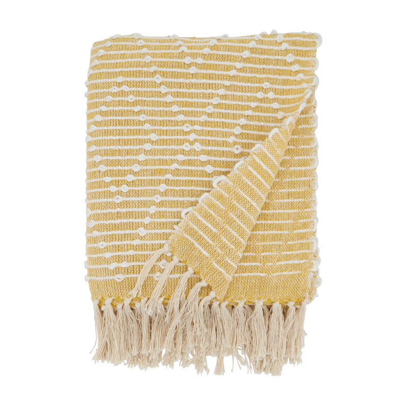 Sevan Collection Hand Woven Throw Blanket, Yellow