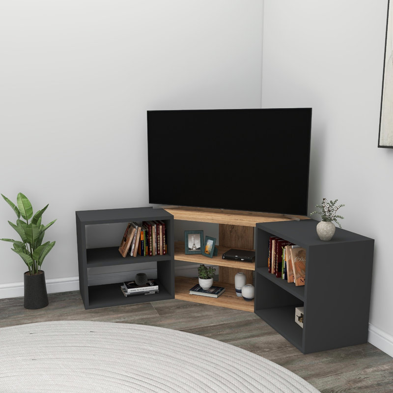 TV Stand with Shelves for TVs up to 50" Kristepher, Atlantic Pine/Anthracite
