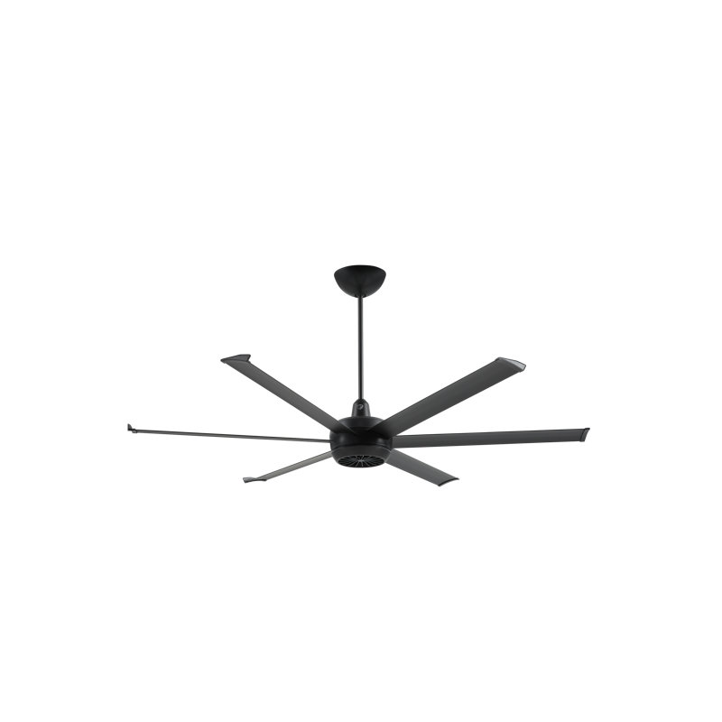 Turbo6 Smart Downrod Ceiling Fan, Black, Powdered Aluminum
