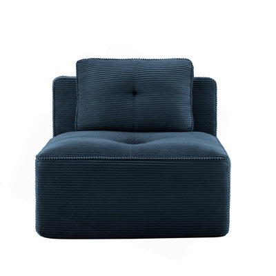 Armless Sofa W/Pillow Corduroy -Blue