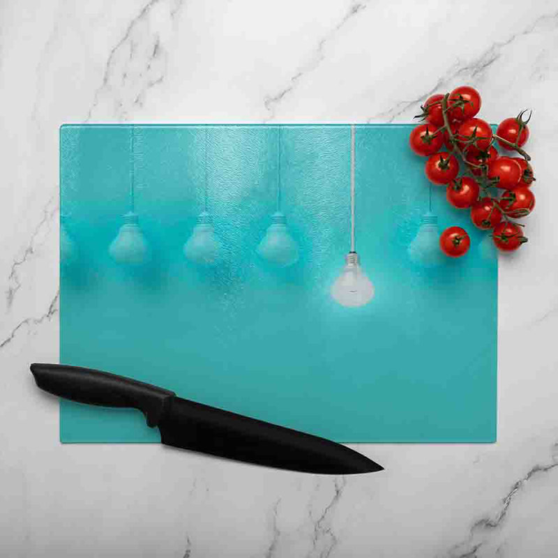 Bulbs Glass Chopping Board, 40cm L x 28cm W