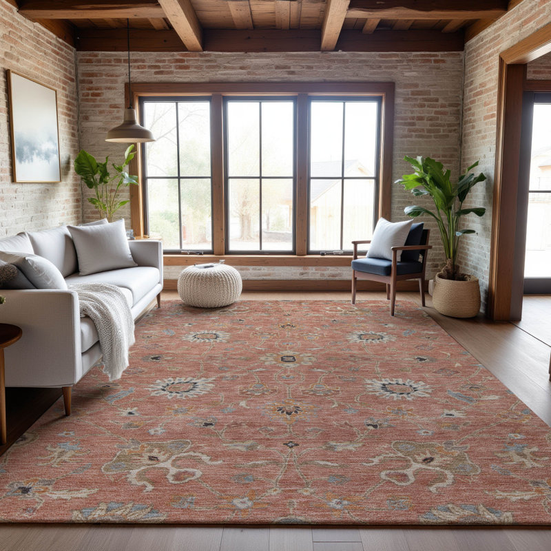 Premium Machine Washable Ducote AMF1137 Global Rug, Rectangle 10 pi x 14 pi