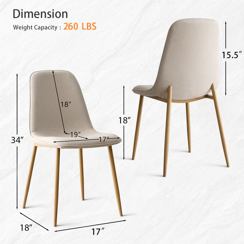 Upholstered Fabric Full Back Side Chair (Set of 8), Beige