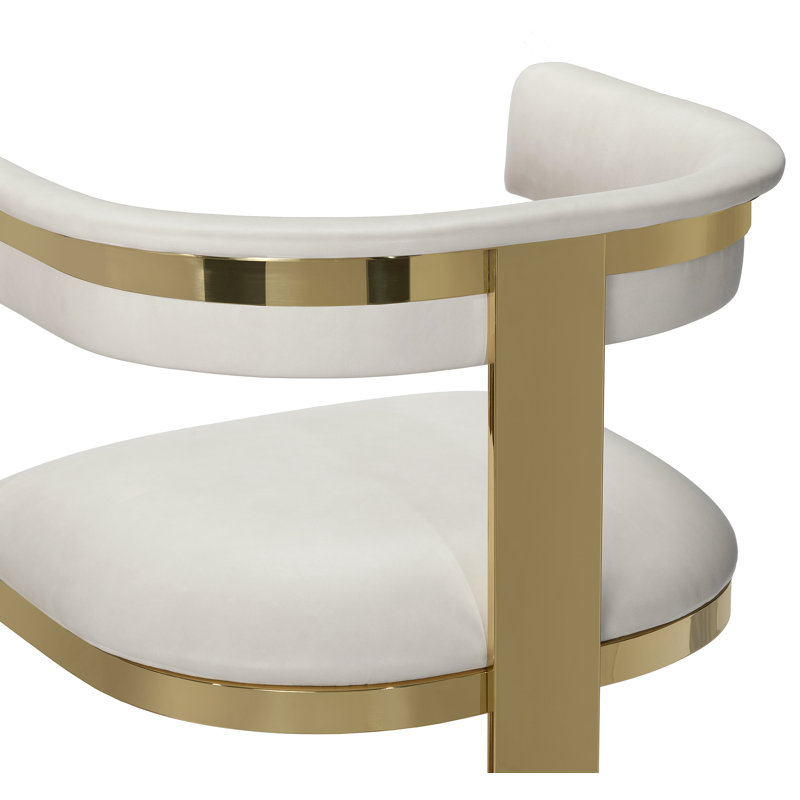 Darcy Upholstered Counter Stool with Metal Frame, Buff Cream, Polished Brass, Counter Stool (26" Seat Height)