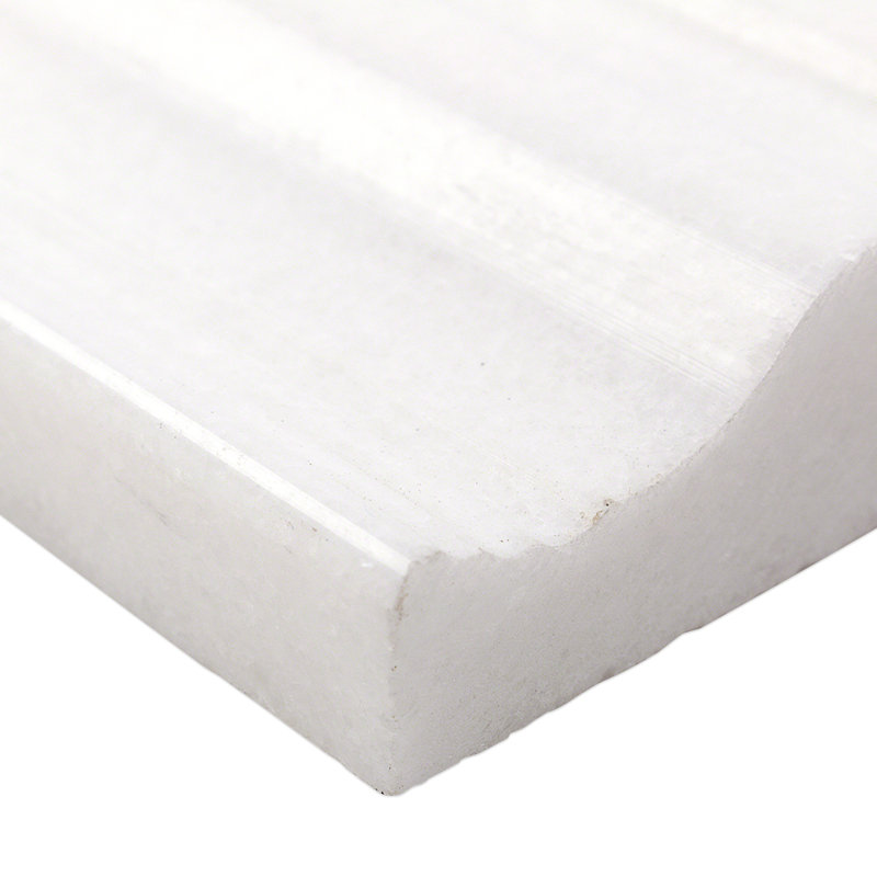 White Polished Marble Bullnose Tile Trim 12" x 4.75"