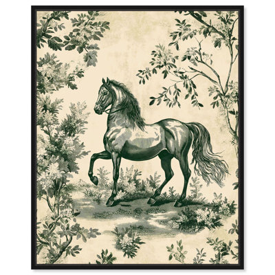Equestrian Etching Canvas Glam Farmhouse Art by Art Remedy