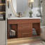Meuble-lavabo simple 35,4 po Mid-Century avec lavabo encastré en céramique intégré