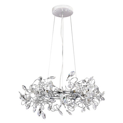 6-Light Chrome Chandelier With Clear Crystals