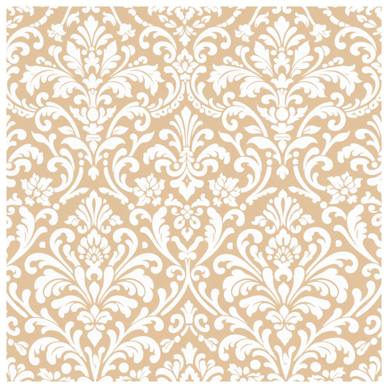 Beige White Damask Comforter, Queen
