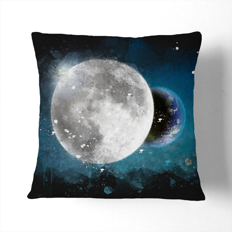 Earth Behind the Moon Cushion with Filling, 40cm H x 40cm W x 15cm D, White