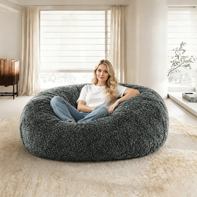 Fauteuil à billes de 6 pi pour adultes, fauteuil à billes en fausse fourrure
