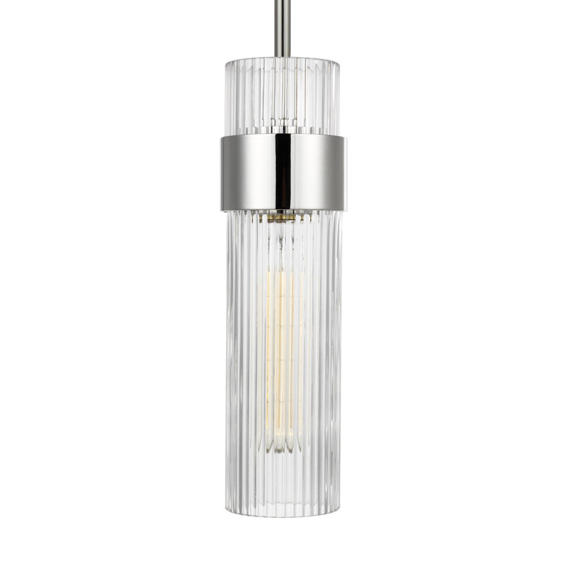 1 - Light Single Pendant, Polished Nickel, 12" H x 3.375" W x 3.375" D
