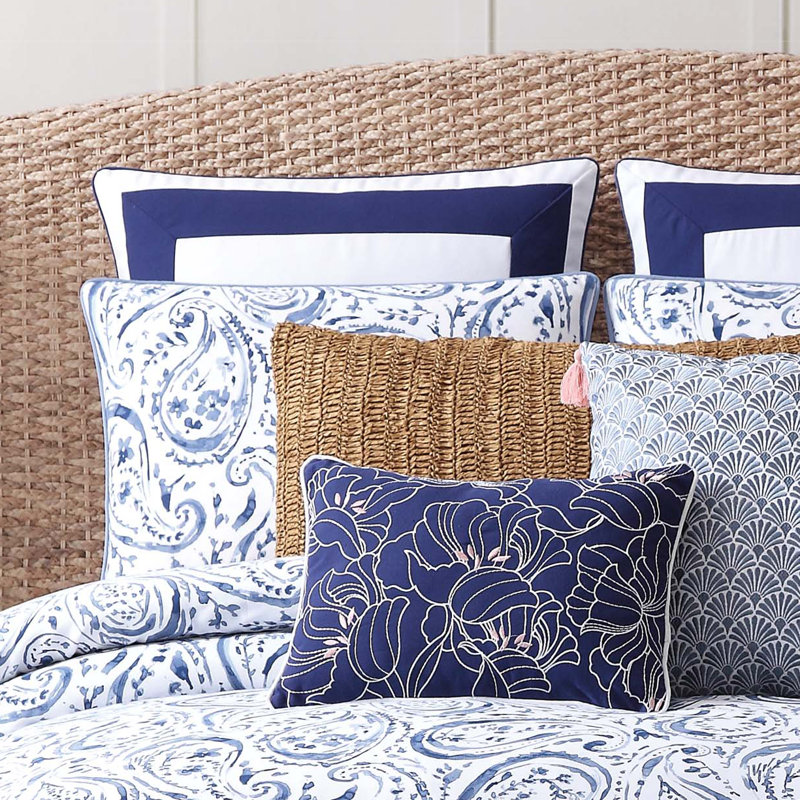 Indienne Paisley Coastal Cotton Ring Stitch Paisley Comforter, Twin/Twin XL Comforter + 1 Standard Sham 