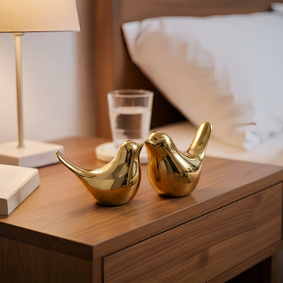Gold, Bird Statue, Modern Style Home Decor Item, Exquisite Ornament For Living Room, Bedroom, Office Desk, And Cabinet.