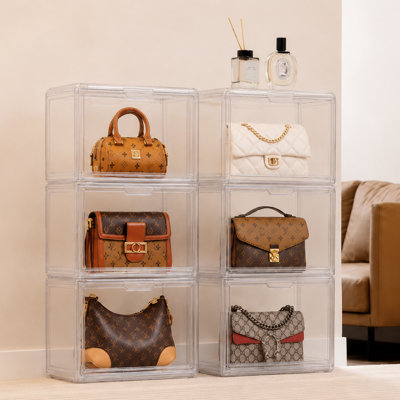 3 Packs Acrylic Stackable Show Case Storage Box for lady bag toy