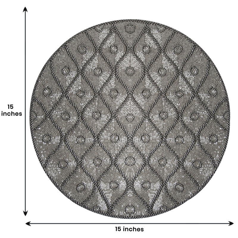 Ensemble de napperons perlés à la main avec motif symétrique scintillant pour une décoration de Noël luxueuse, Argent