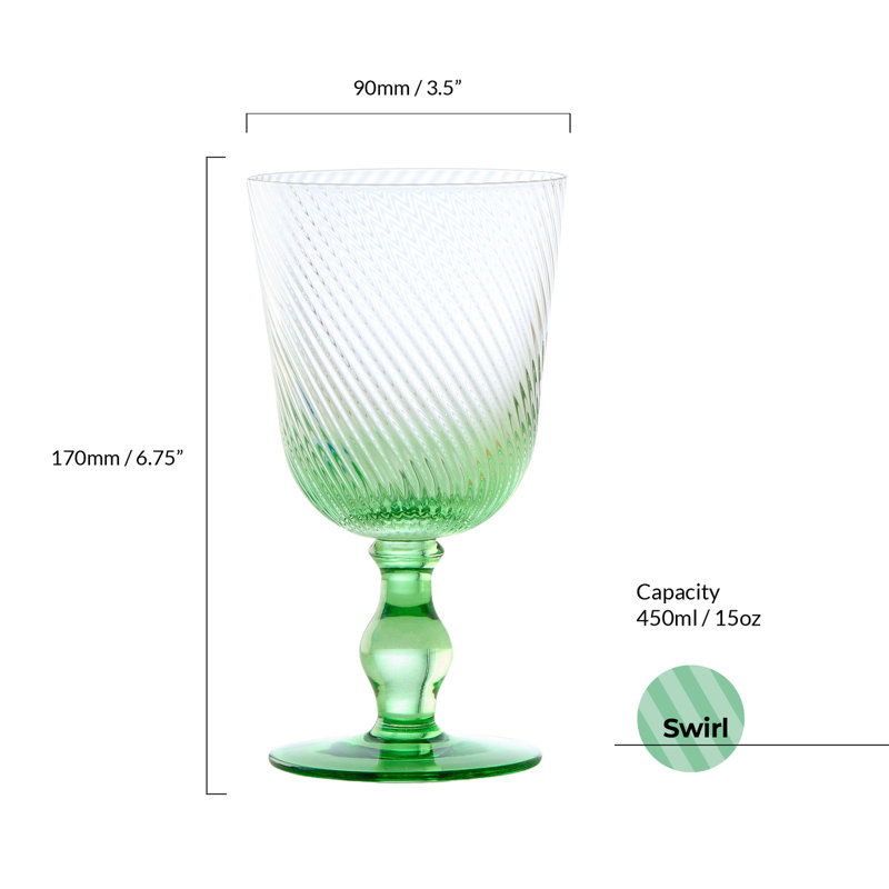 Tourbillon 15,25 oz Ensemble de verres à vin tout usage en verre Glass