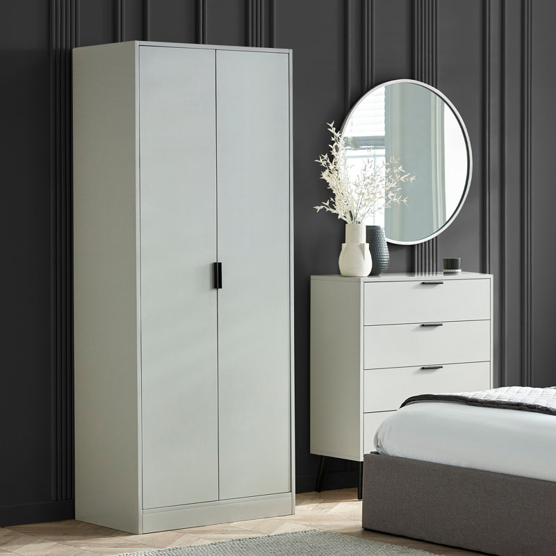 Aaidyn 2 Door Manufactured Wood Wardrobe, Silk Grey