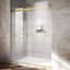 Porte de douche coulissante double l 56 à 60 po x H 76 po à quincaillerie en verre trempé 3/8 po (10 mm) et en acier inoxydable or brossé-132486013