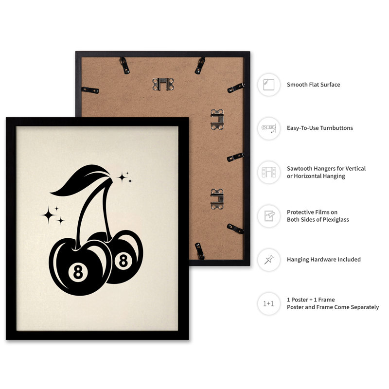 Simple cerise à 8 boules, Black Framed, Poster, 11"H x 14"W