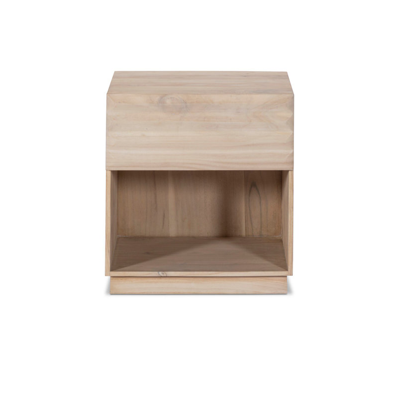 Tussac Nightstand-Matte Brown Neem, Natural White Neem