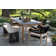 6 Pc. Marble Composite Dining Table With Wheat Wicker Chairs And Bench