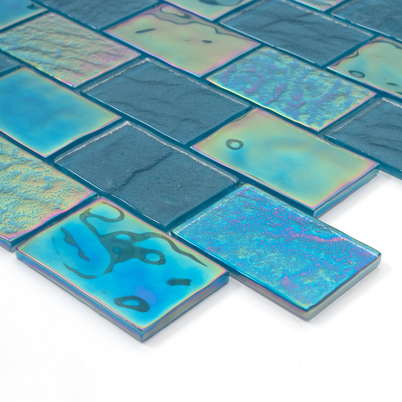 Carrelage mosaïque en verre 2 "x 3" pour piscine, Bleu Norweigan