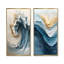 Ensemble de 2 pièces d'art mural marbré blanc et bleu - vagues côtières-813027308-813027305-813027307