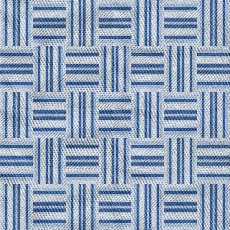 Bleu abstrait/Tapis décoratif blanc cassé Pensford, Carré 6 pi