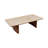 Travertine Coffee Table with Natural Wood Base, Rectangular Living Room Table in Warm Earth Tones, 55"