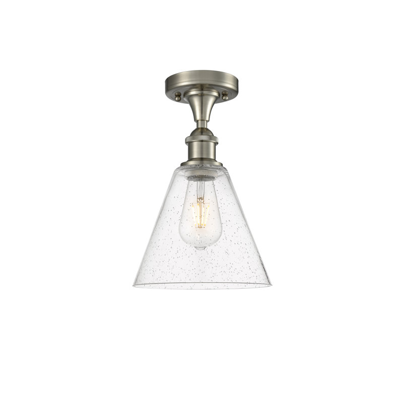 Andilynn Glass Semi Flush Mount, 11.75" H x 8" W x 8" D, Brushed Satin Nickel