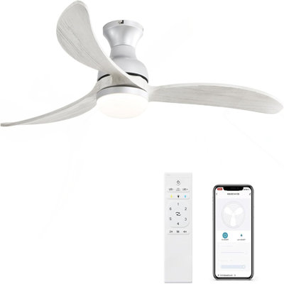 Ventilateur de plafond moderne de 52 pouces avec moteur à courant continu réversible à télécommande à 3 pales en bois massif à intensité variable