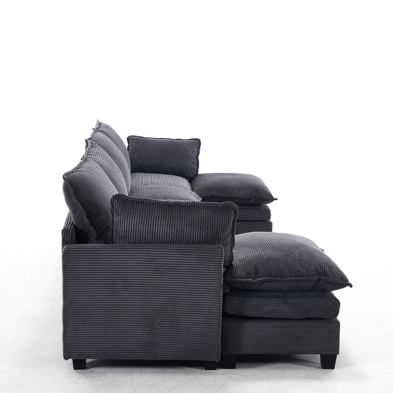Rembourré 4 avec 2 - Matériau et usure en velours - Ressort ensaché en tissu pour une vie confortable