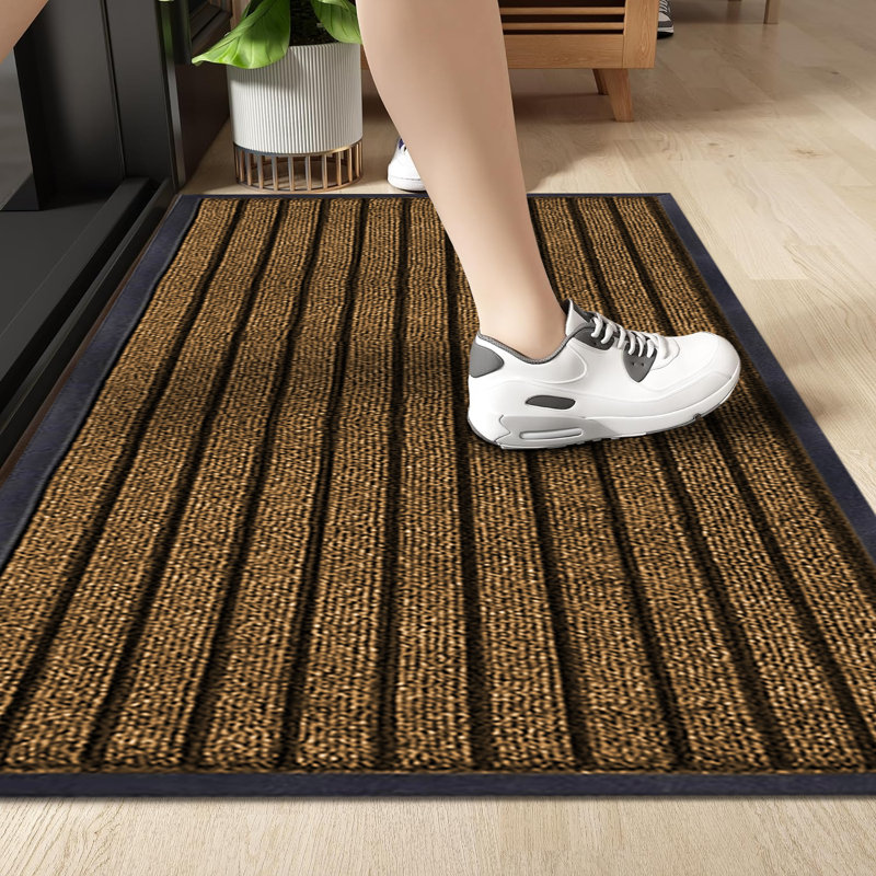 Kohner Non-Slip Indoor/Outdoor Hallway Kitchen Bedroom Rubber Door Mat, Rectangle 50 x 80 cm, Brown