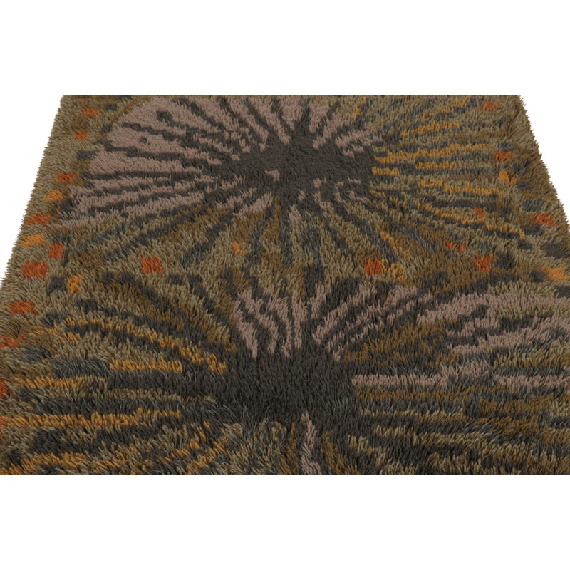 Vintage Swedish Rya Rug, Retro Scandinavian Bursting Design - Rug & Kilim