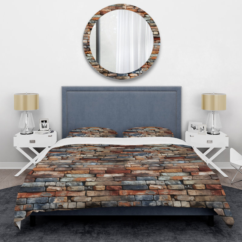 Brick Wall Elegance - Ensemble de housse de couette en brique - Microfibre de polyester