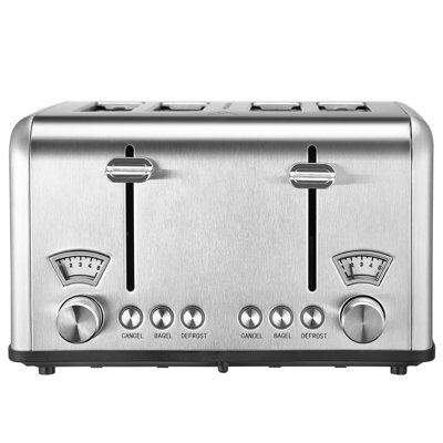 Retro Stainless Steel Toaster, 4 Slice, 1625W 1.5'' Extra Wide Slots Toaster