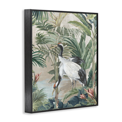 Tropical Oasis Cranes Framed Giclee Art by Eli Jones