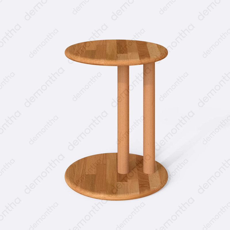 Wooden C-Shaped End Table – Round Top Minimalist Style