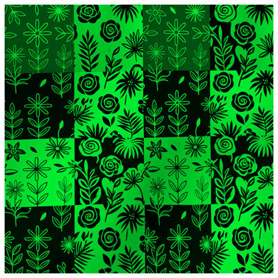 Green Floral Patchwork Bath Mat