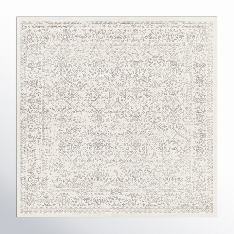 Tapis oriental gris / ivoire DeSoto, Carré 7 pi 10 po