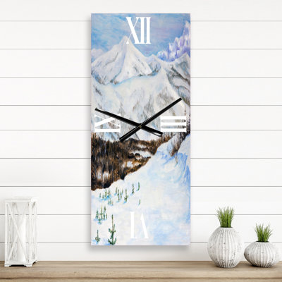 Horloge murale paysage d'hiver avec neige