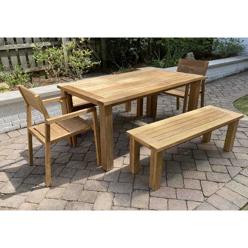 Jayliz Rectangular Teak Outdoor Dining Table, 29.5" H x 35.5" W x 63" L