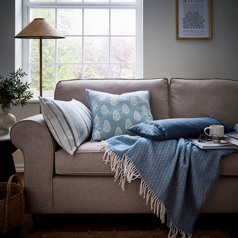 Finn Striped Rectangular Boudoir / Breakfast Cushion, Blue