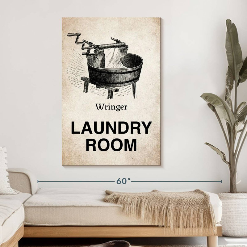 Wringer Laundry Room sur impression sur toile, H 48 po x l 32 po x P 1,25 po