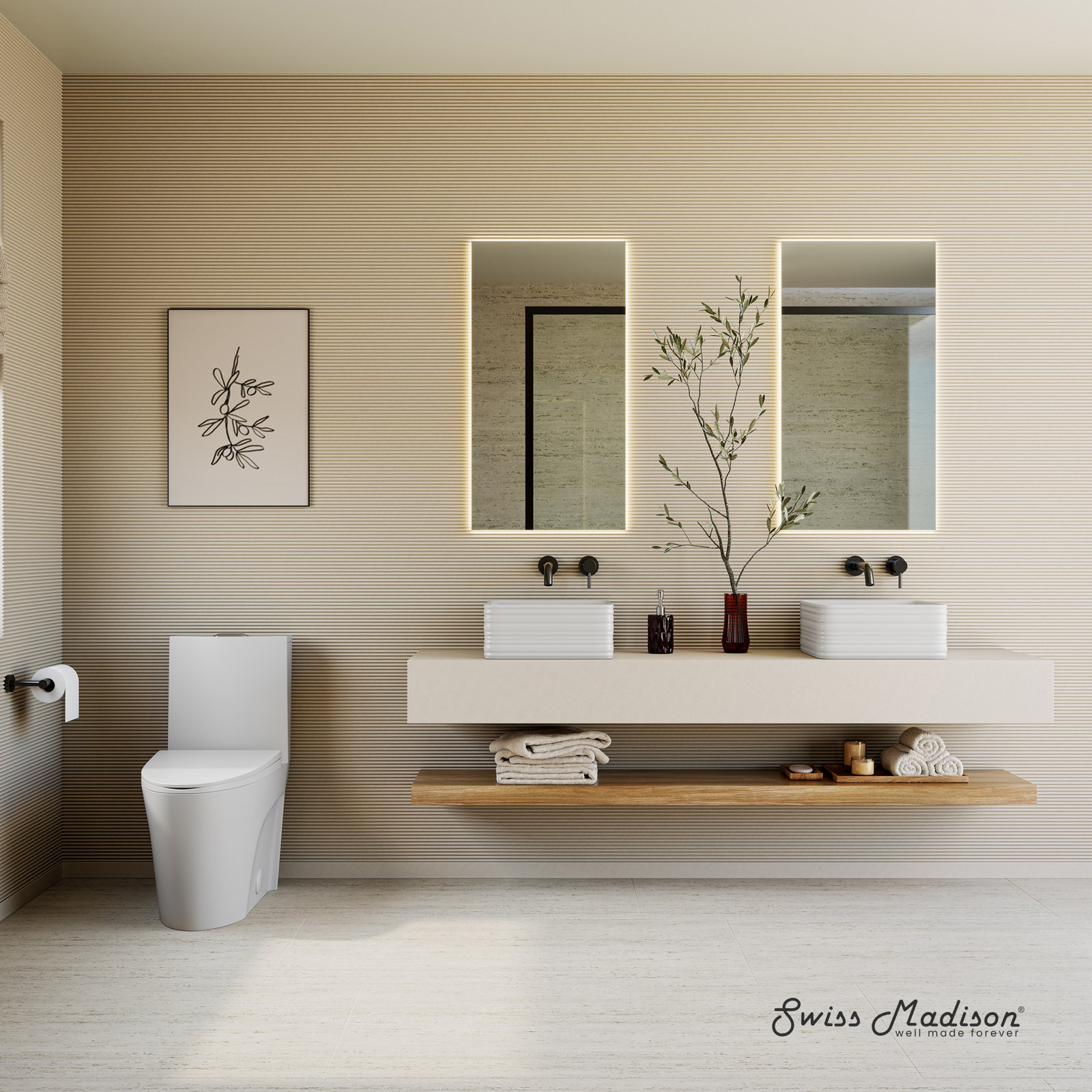 St. Tropez One Piece Elongated Toilet Dual Vortex Flush 1.6 GPF, Top, Matte White, 10" 