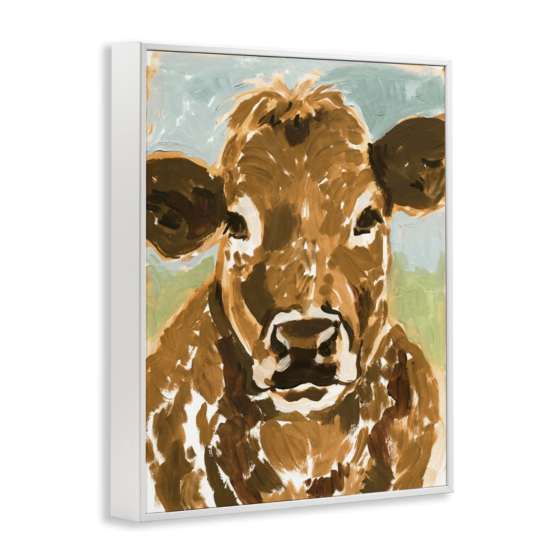 Vache tachetée noire encadrée par Victoria Barnes, Estampe numérique encadrée blanc bord de mer, H 14 po x l 11 po