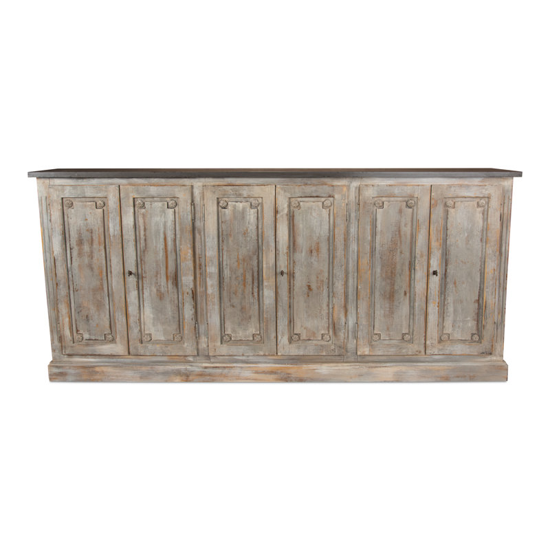 Pagnano 96'' Solid Wood Sideboard, Gray Oak/Stone Gray