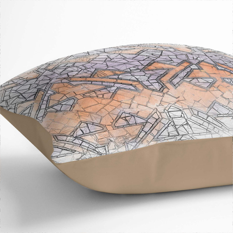 Mosaic Angles Cushion with Filling, 40cm H x 40cm W x 15cm D, Stone
