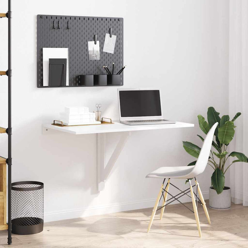 Terraza Folding Wall Table 100x60x56 cm Engineered Wood, High Gloss White